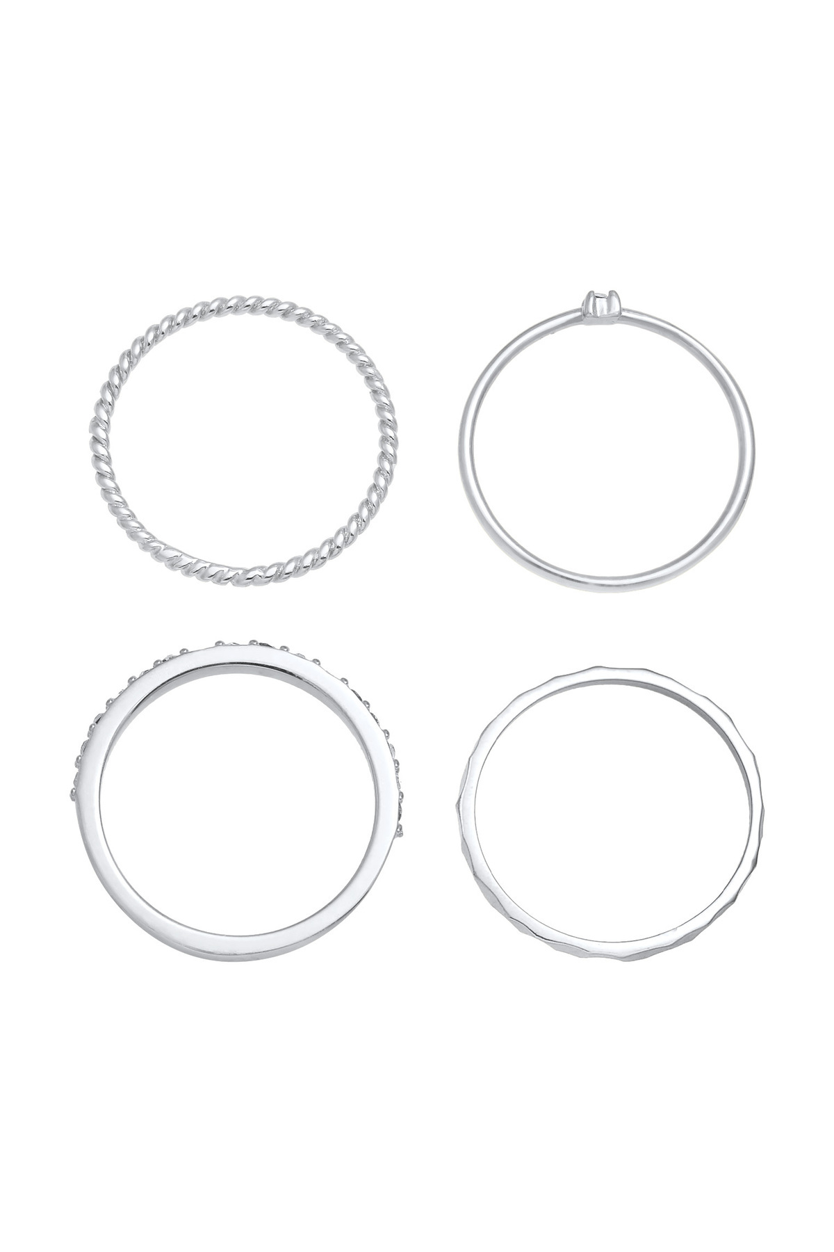 ELLI-Ring Damen Stapelring 4er Set gedreht in 925 Sterling Silber 3