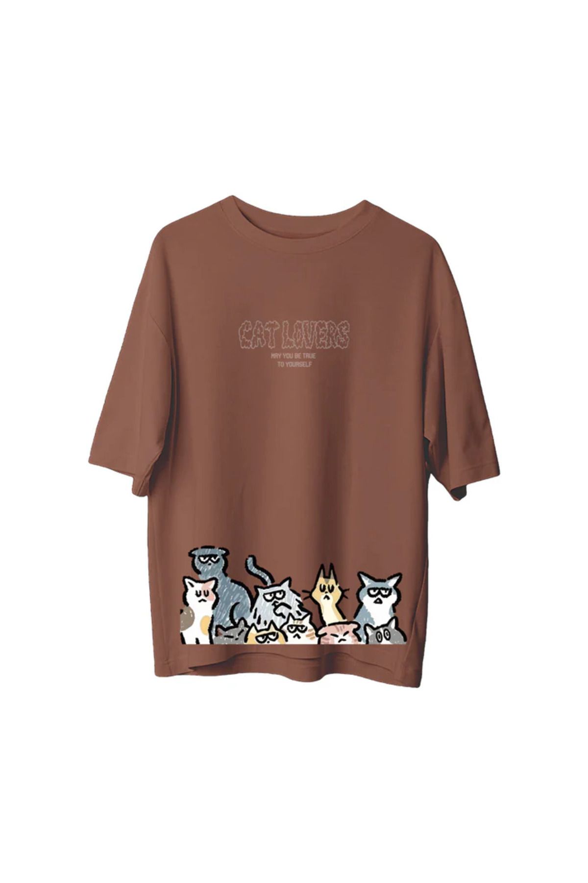 SVART WEAR Cat Lovers Baskılı T-Shirt Oversize Unisex Tişört