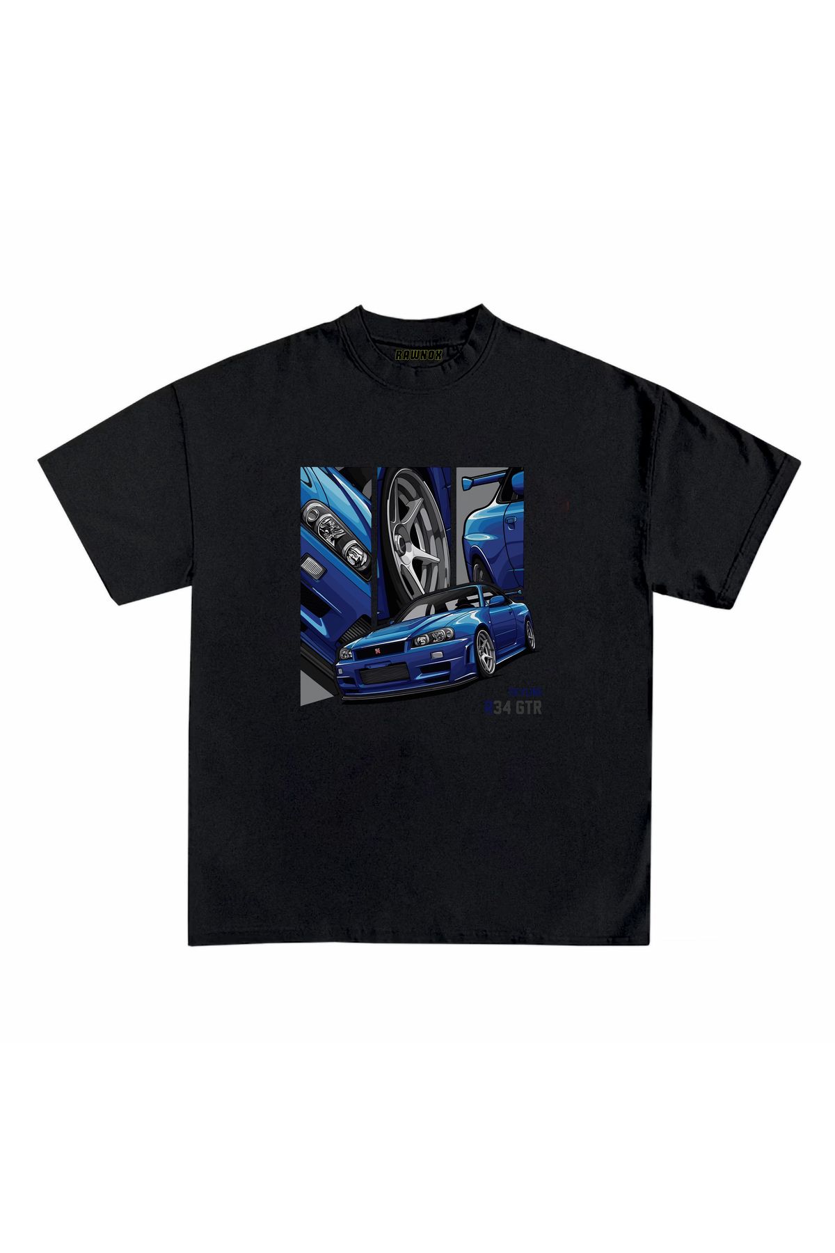 RawNox Unisex Bol Kalıp RawNox Özel Koleksiyon Skyline R34 Tshirt