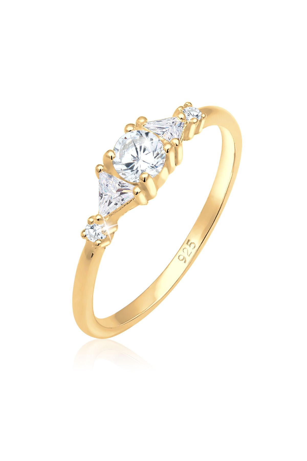 ELLI Premium-ring – Geo-wasserzeichen, 925er Sterlingsilber, Funkelnde Zirkoniumkristalle für Damen - 54