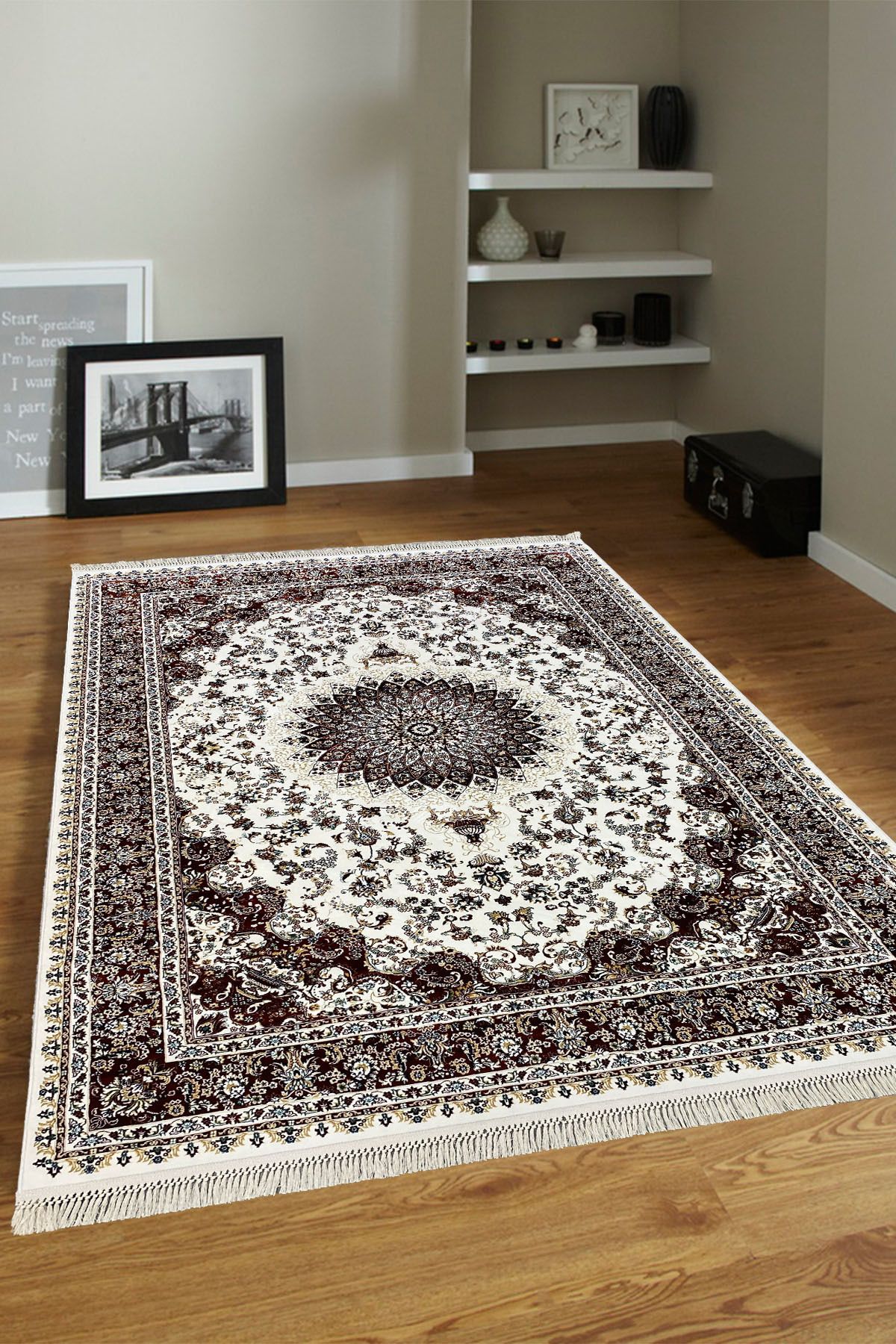 ünalcarpet 4 Metrekare - 6 Metrekare Modern Salon Ve Oturma Odası Halısı Yumuşak Doku Antialerjik Ipek Krem