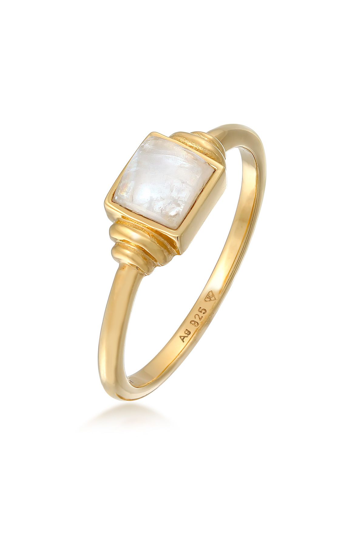 ELLI Premium-ring – Quadratischer Vintage-stil, 925er Sterlingsilber, Vergoldet für Damen - 58