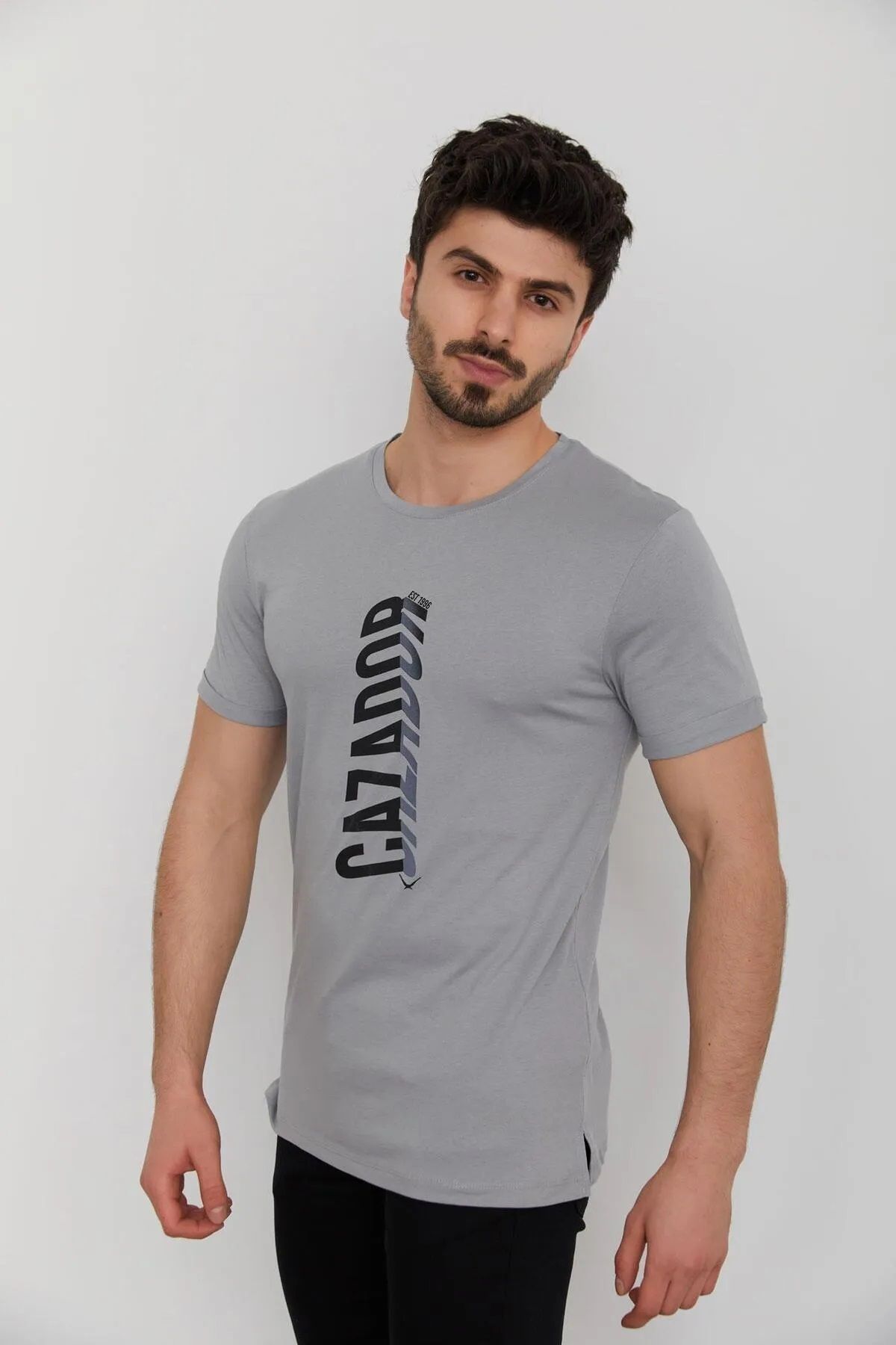 Cazador Erkek Cazador % 100 Pamuk Ön Baskılı Bisiklet Yaka T-Şhirt 4063