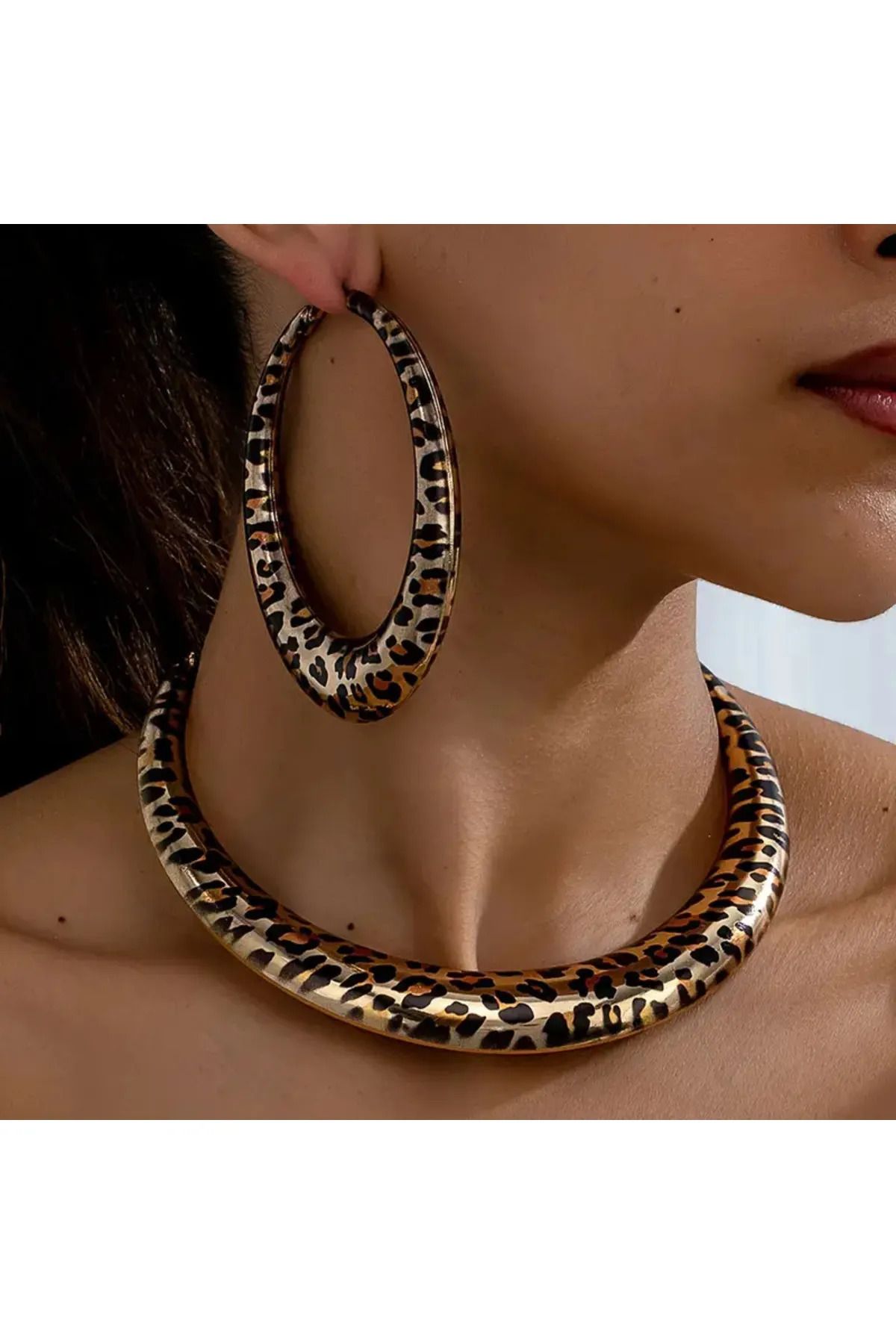 byozanyılmaz LEOPAR TASARIM KOLYE KÜPE SET