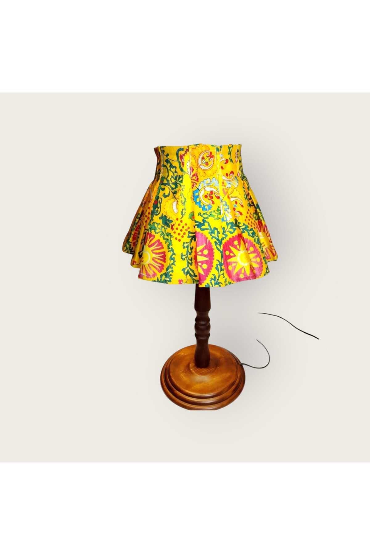 PERİ COLLECTİON Wintage Wood Ahşap Abajur-Kestane