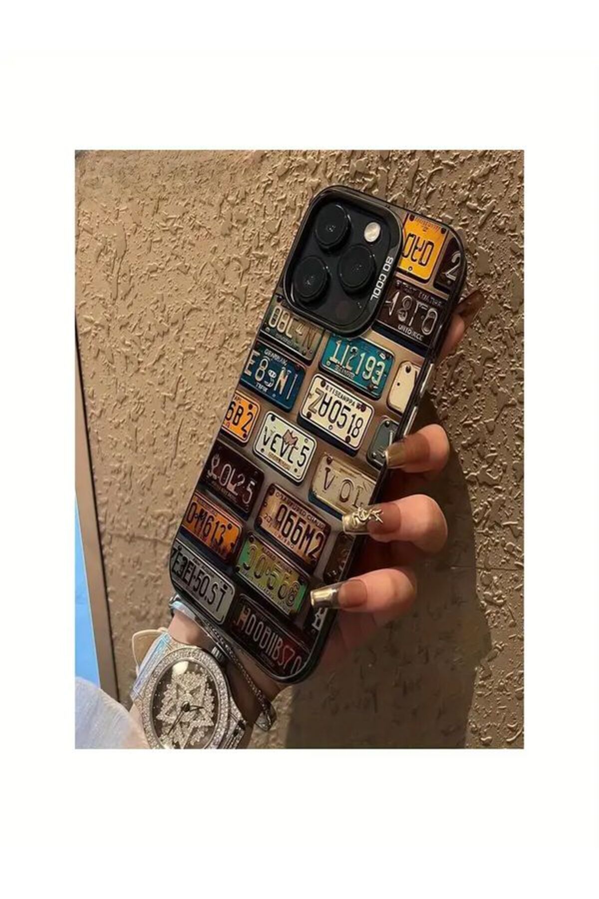 lıons accessorıes İphone 13 Uyumlu Vintage Araba Lisans Plaka Tasarımlı Kılıf