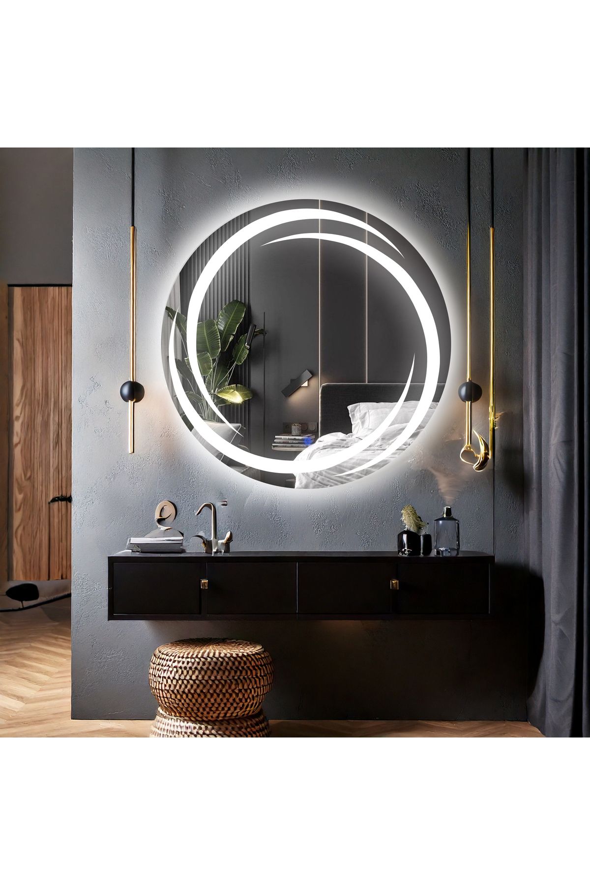 lumora mirror design Flux Beyaz Led'li Lazer Kumlamalı Lavabo & Banyo Aynası (Dokunmatik Sensörlü)