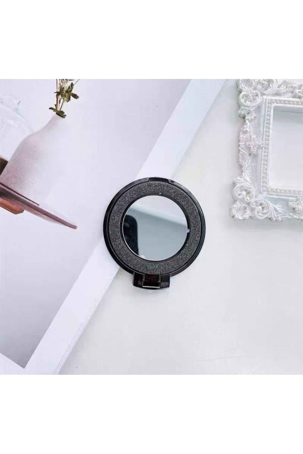 EDELFU Aynalı Simli ve Standlı Kılıf Arkasına Yapışkanlı Telefon Tutacağı Popsocket Magsafeli Aparat