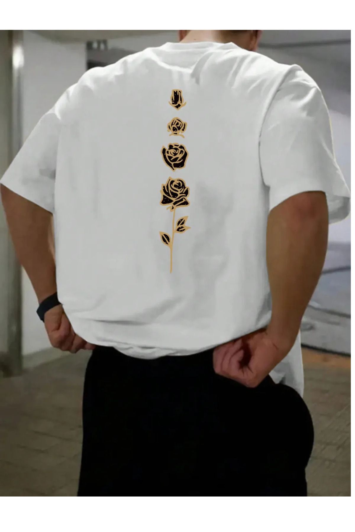 DESCARTES Rose Baskılı Oversize T-shirt