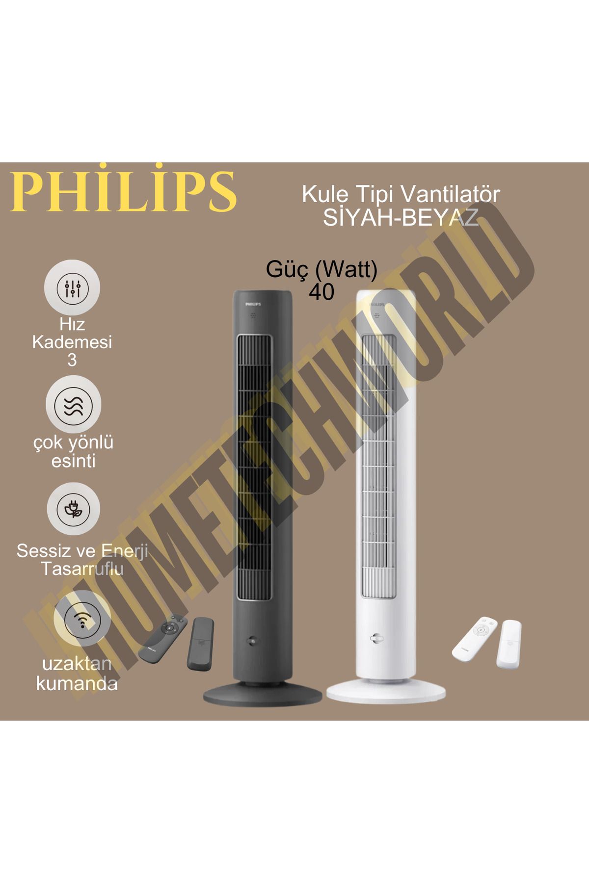 Philips SİYAH Philips CX553 Kule Tipi Vantilatör