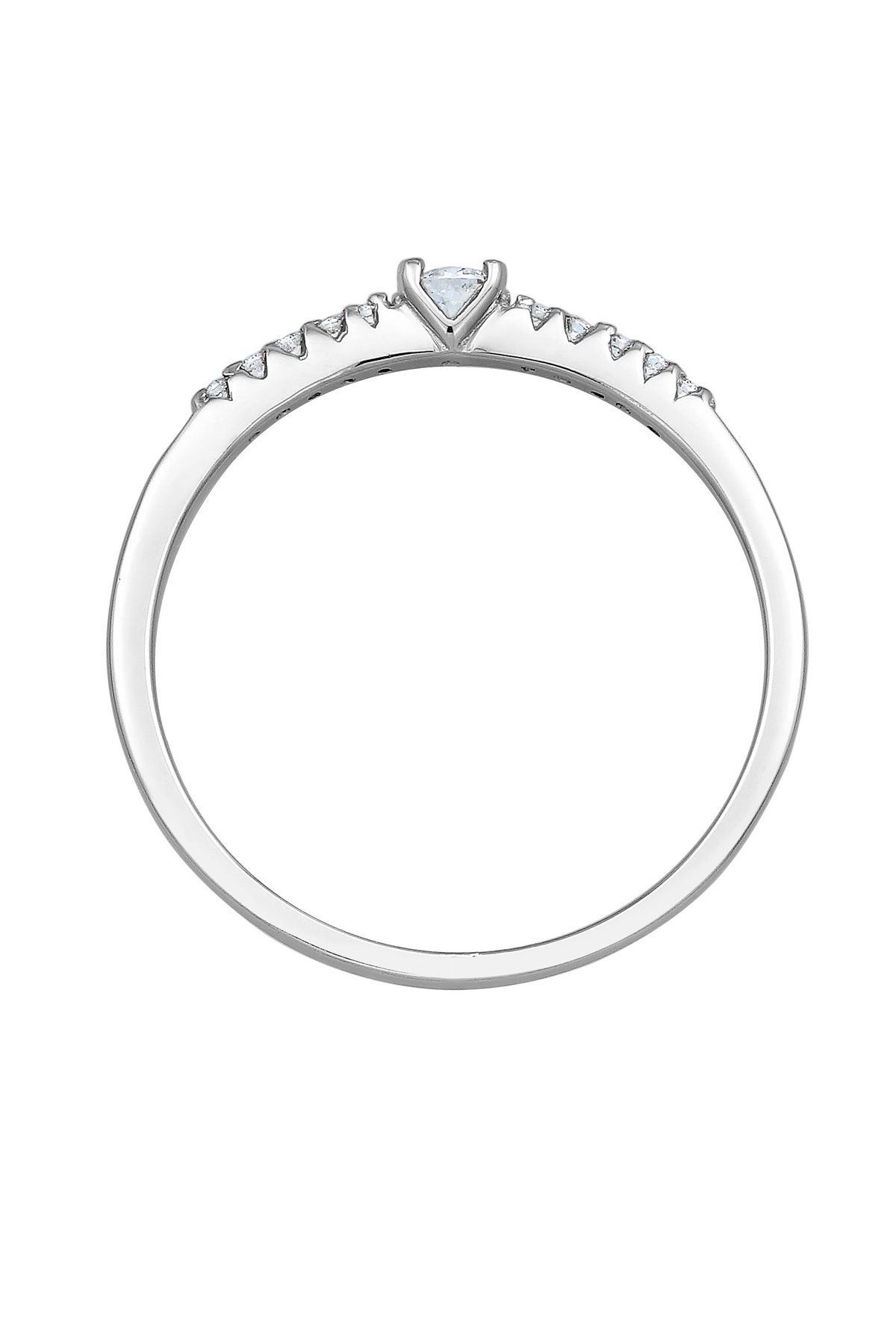 ELLI-Ring Damen Verlobung Funkelnd mit Diamant (0,11 ct) in 585 Weißgold 3