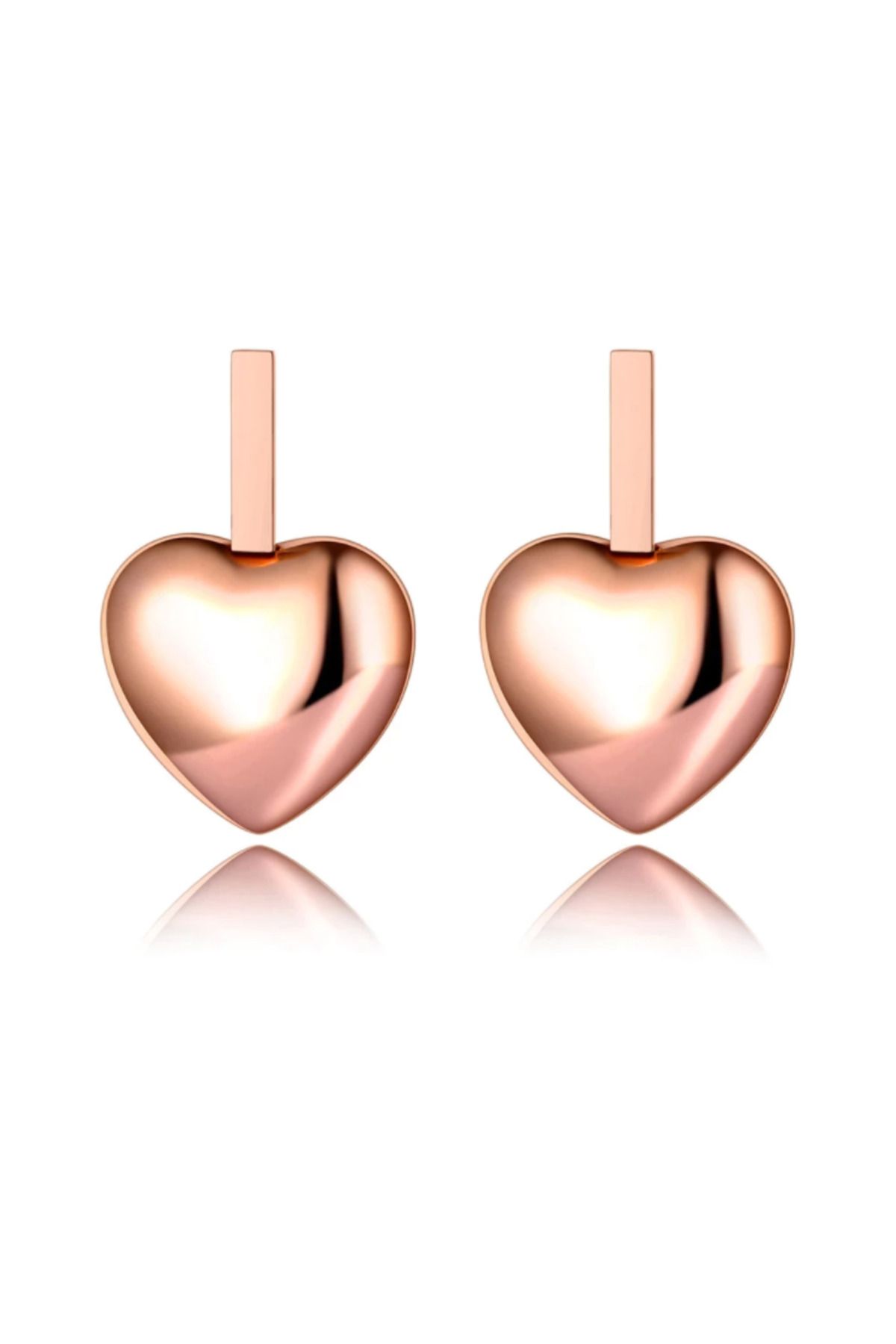 REDz Accessories-Embossed Heart Earrings, Stainless-Steel, Gold 1