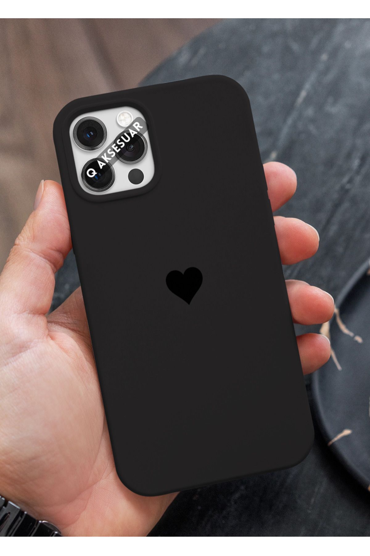 Q Aksesuar İphone 12 Pro Max Uyumlu Mini Kalp Serisi Basic Premium Telefon Kılıfı