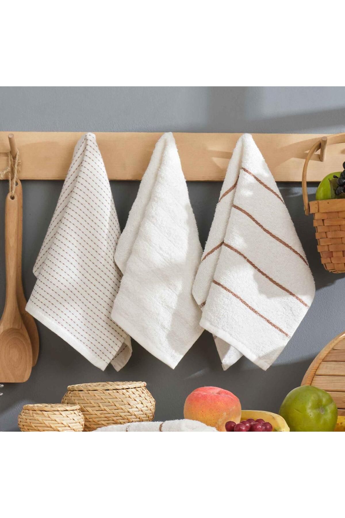 Apricitas HOME PERA 30X50 3’LÜ MUTFAK HAVLUSU BEJ - HAVLU