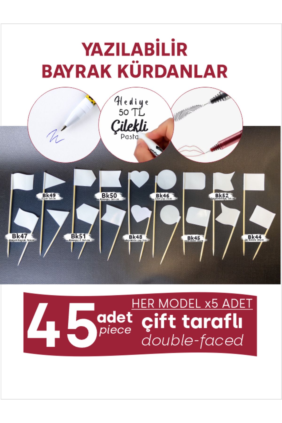 Home-9 Different Flag Models for You to Write On, X5 Pieces of Each Model, Total 45 Pieces, 15cm 3