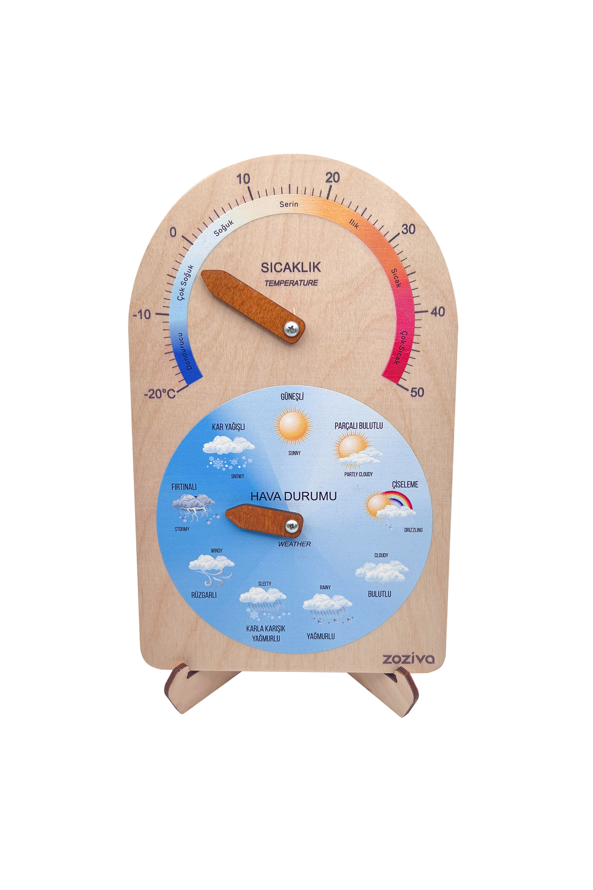 zoziva Montessori Hava Durumu ve Sıcaklık Göstergesi Eğitici Ahşap Oyuncak fotoğrafı 5 (önizleme)