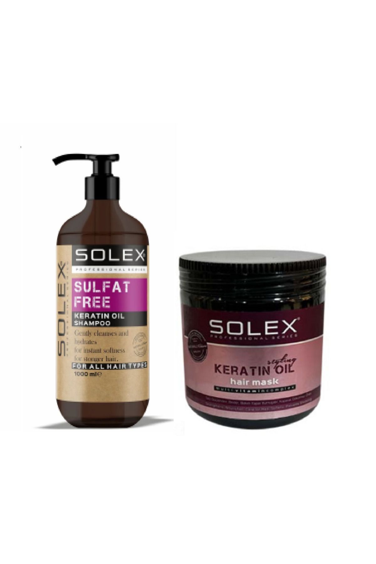 Solex Sülfatsız Professıonal Serıes Keratin Özlü Şampuan 1.000 ml+ Saç Maskesi Keratin 500 ML