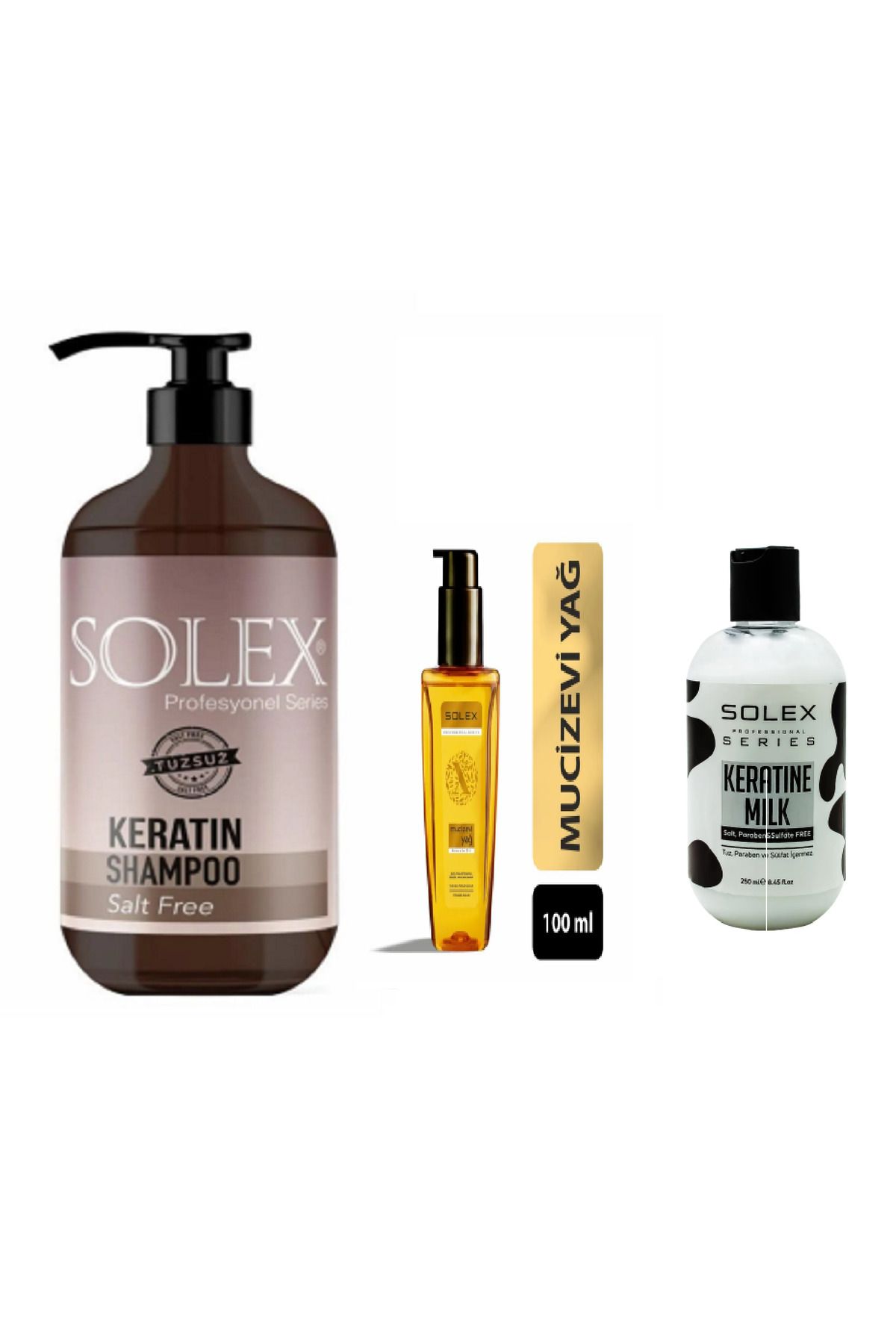 Solex Professıonal Serıes Keratin Saç Bakım Seti Tuzsuz Şampuan 1.000 Ml+ Serum 100 ml+ 250 ML Bakım Sütü