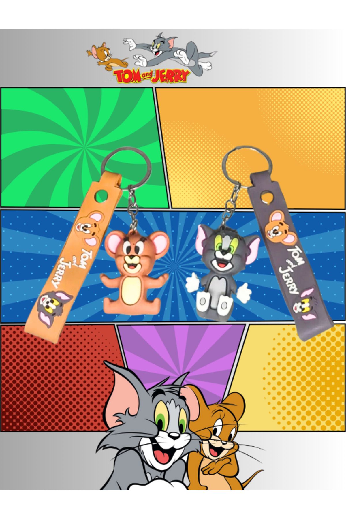 Shuttle Park 2 Çift Tom Ve Jerry 3D Silikon Anahtarlık Seti Figür Hediyelik Sevgili Çift