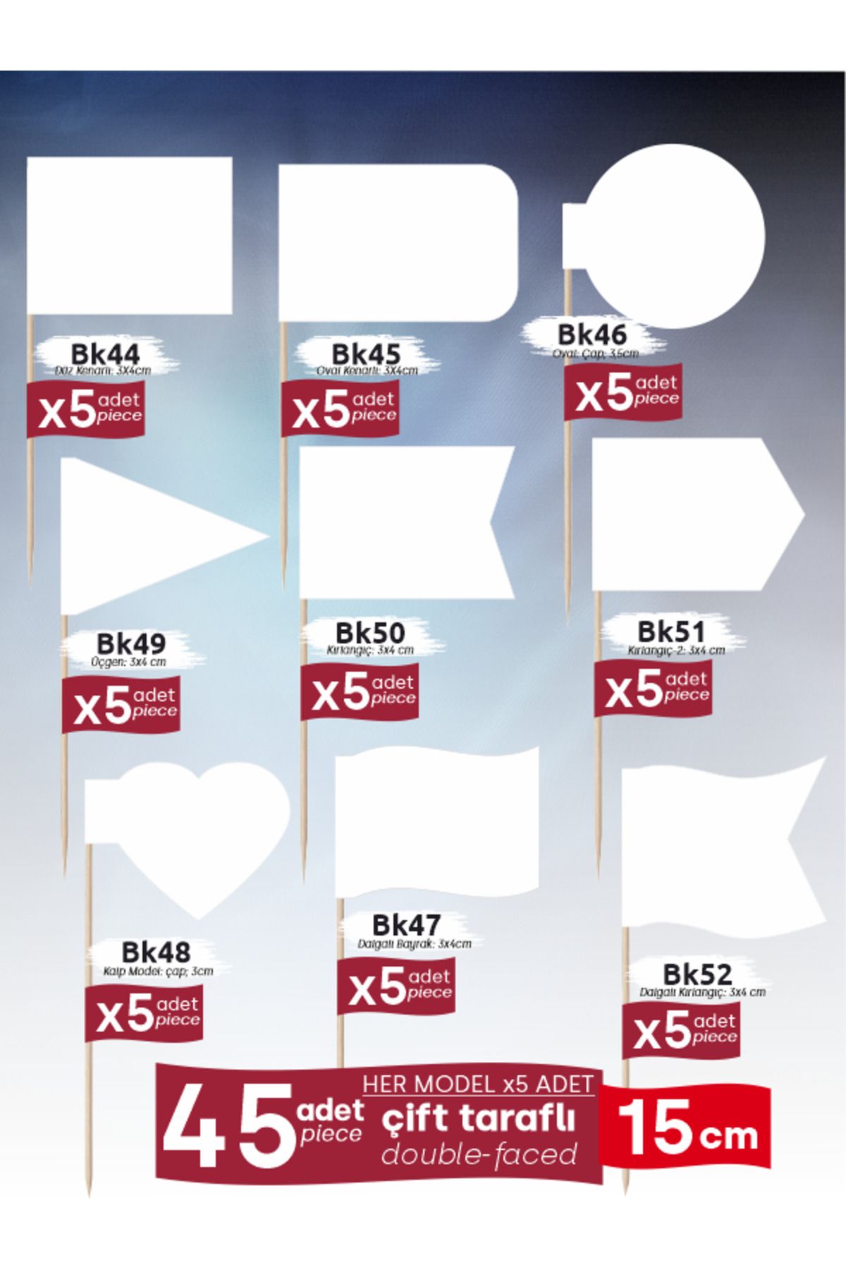 Home-9 Different Flag Models for You to Write On, X5 Pieces of Each Model, Total 45 Pieces, 15cm 2