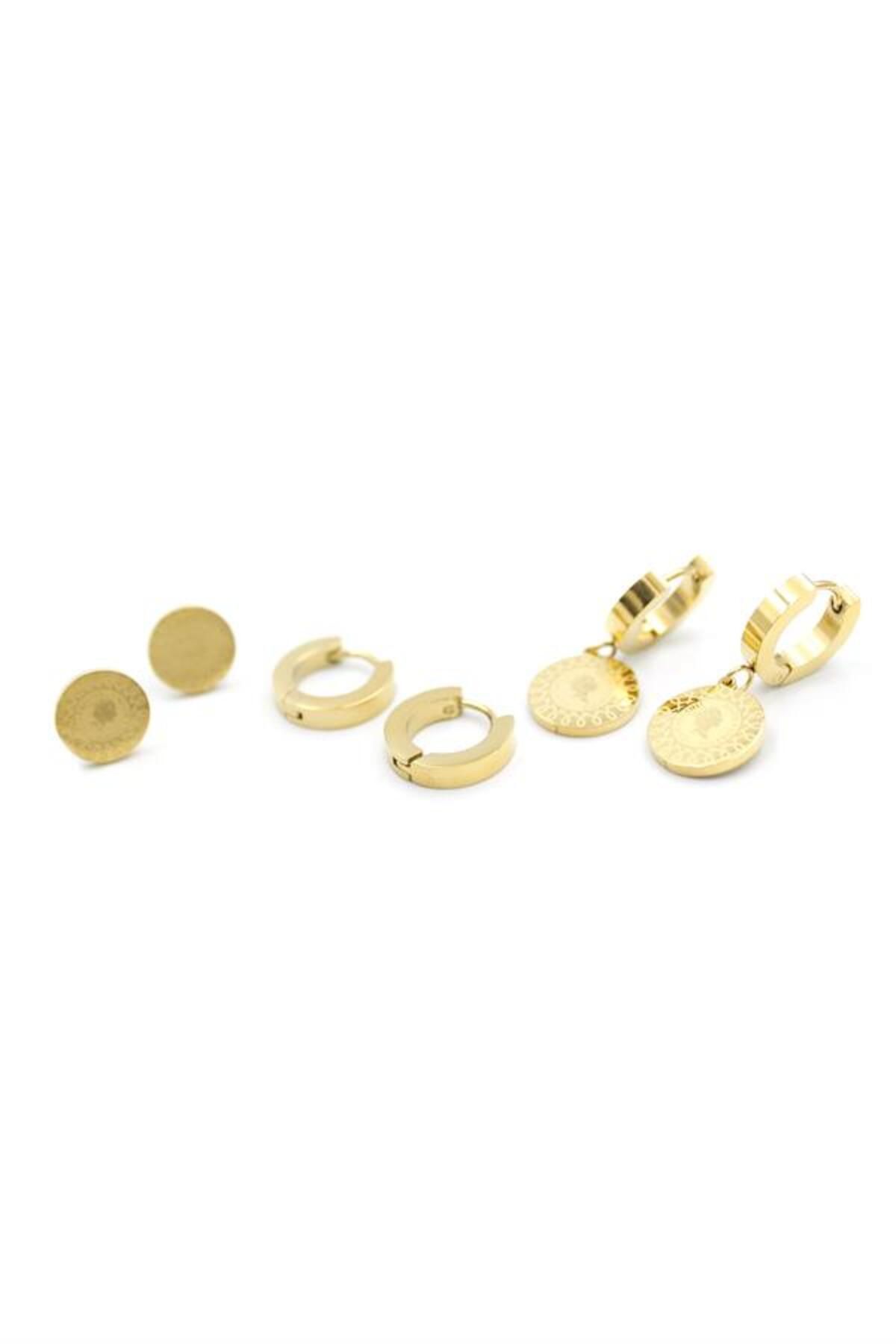 Royaleks-Multiple steel earrings - gold 2