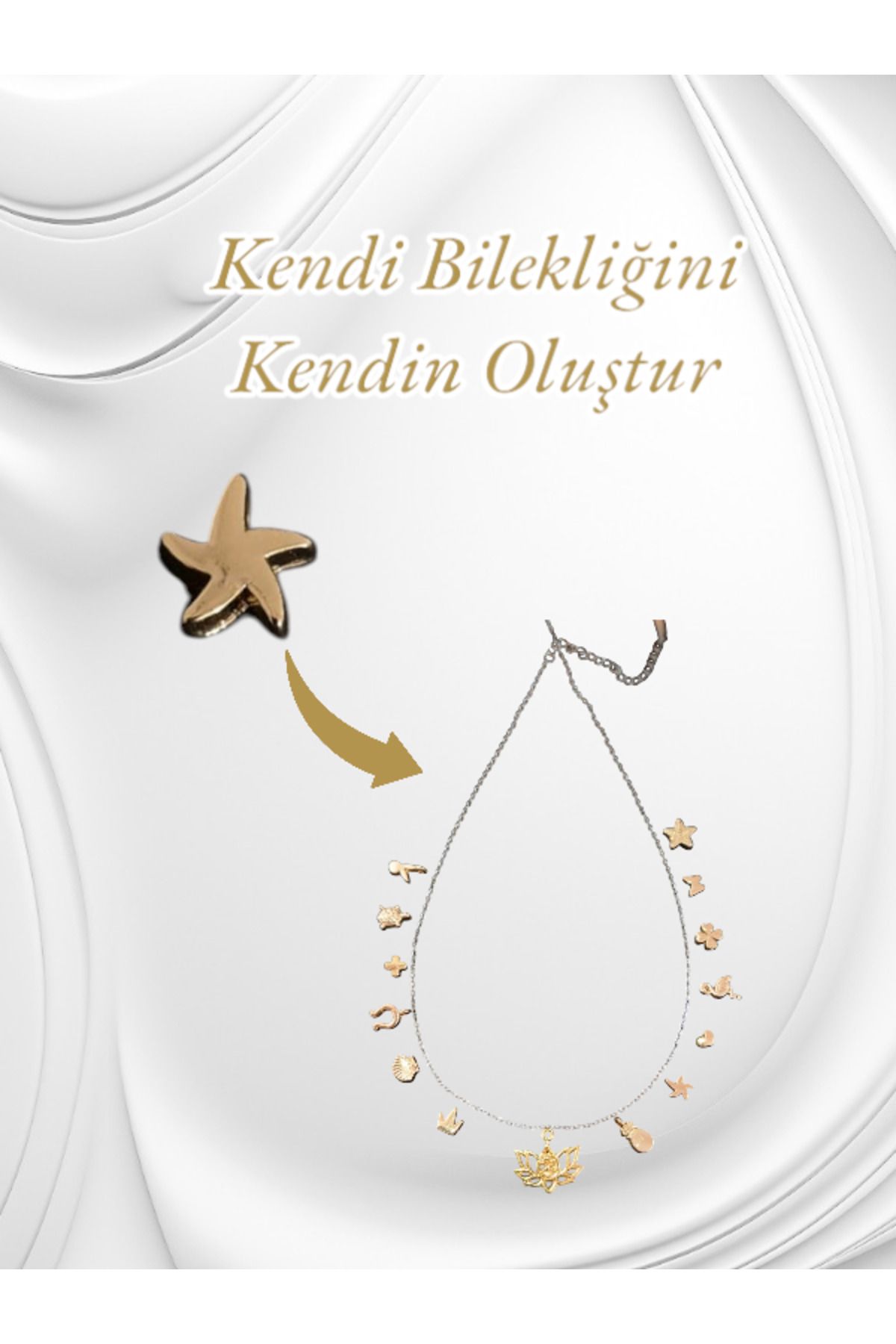 Accessories Kendi Bilekliğini Kendin Oluştur - Deniz Yıldızı Boncuk Çelik Bileklik