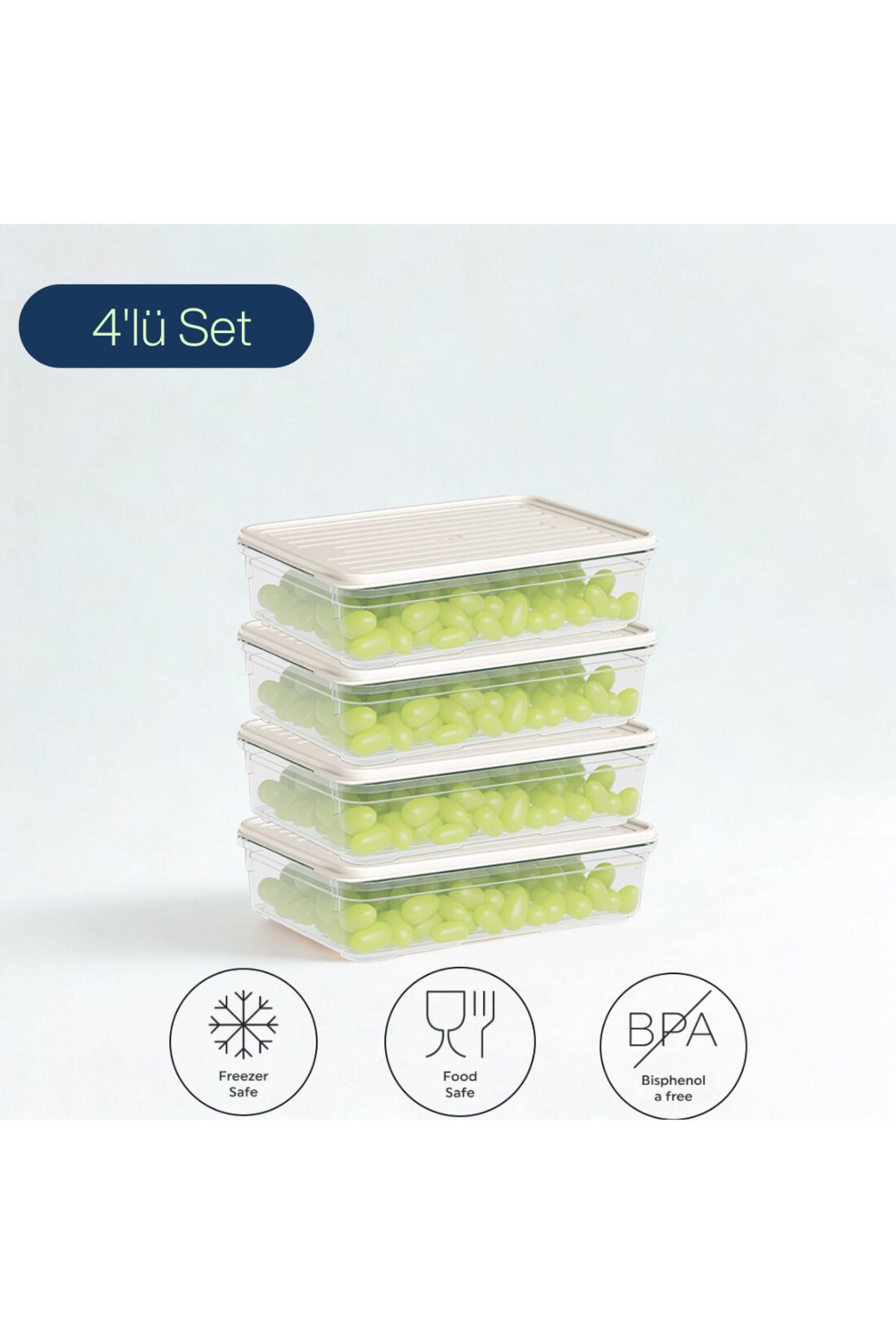 Canbaz Home 4'lü 1.1 Litre Buzdolabı Dondurucu Organizer Difrize Uygun Saklama Kabı