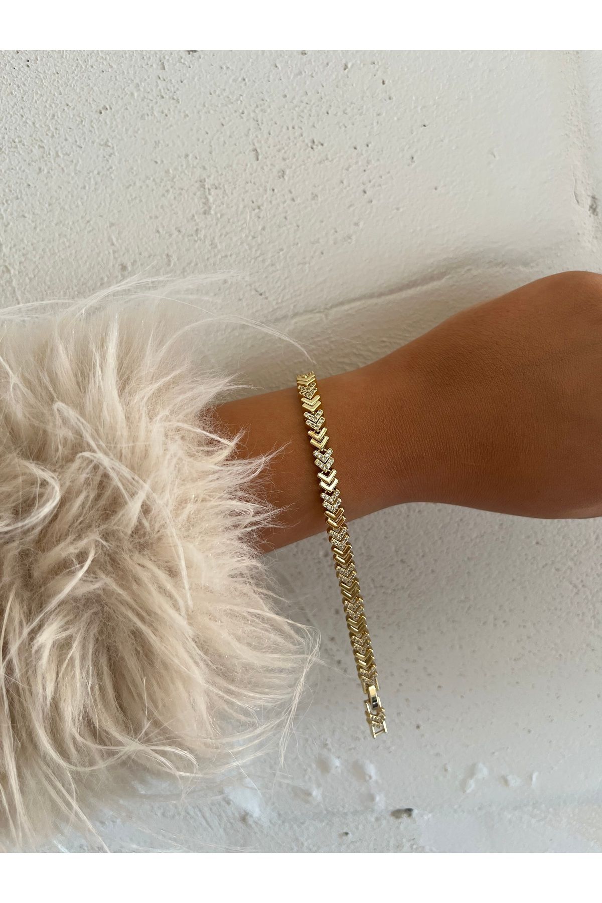 FASHİON JEWELRY Çavuş Model 14 K Altın Renk Çelik Bileklik 17+2 cm