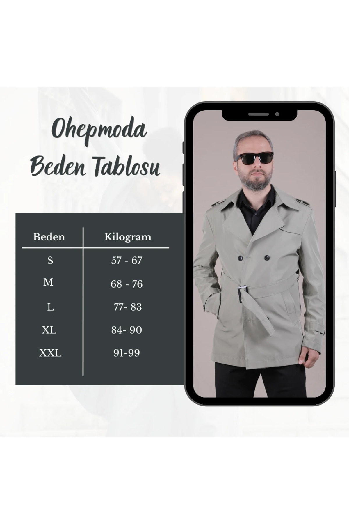 OHM OHEPMODA Slim Fit Kemerli Erkek Trençkot görsel 2