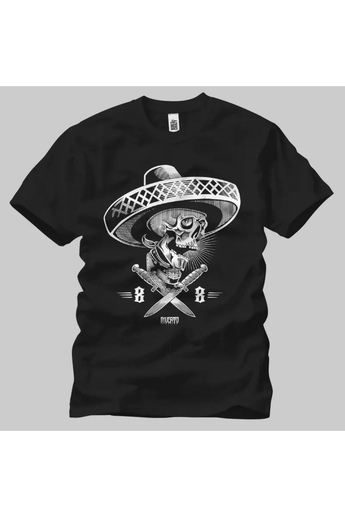 Built By Crazy Skull with Hat and Sword Unisex Tişört
