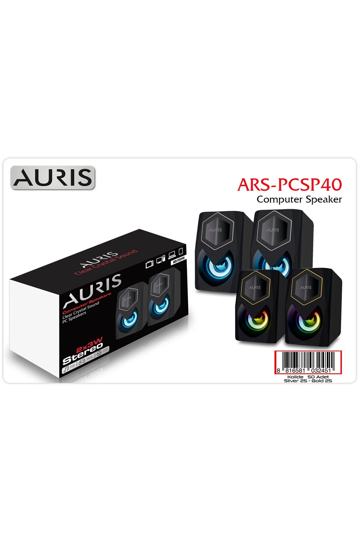 Auris PCSP40 RGB Gaming Oyuncu Bilgisayar Hoparlörü
