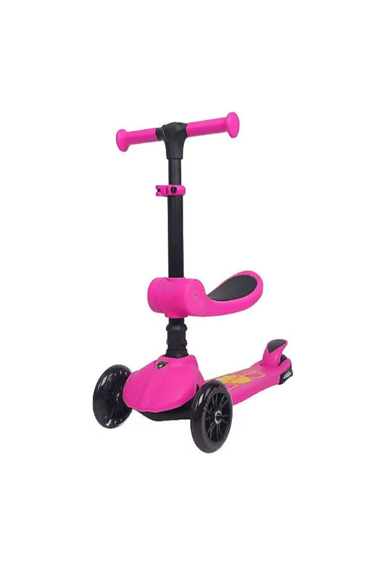 Lamborghini L5 2in1 Pembe Katlanabilir 3 Tekerlekli Oturaklı Işıklı Çocuk Scooter