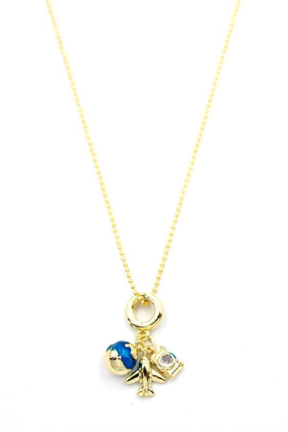 MR RZN STORE Dünya Charm Kolye - 14K Altın