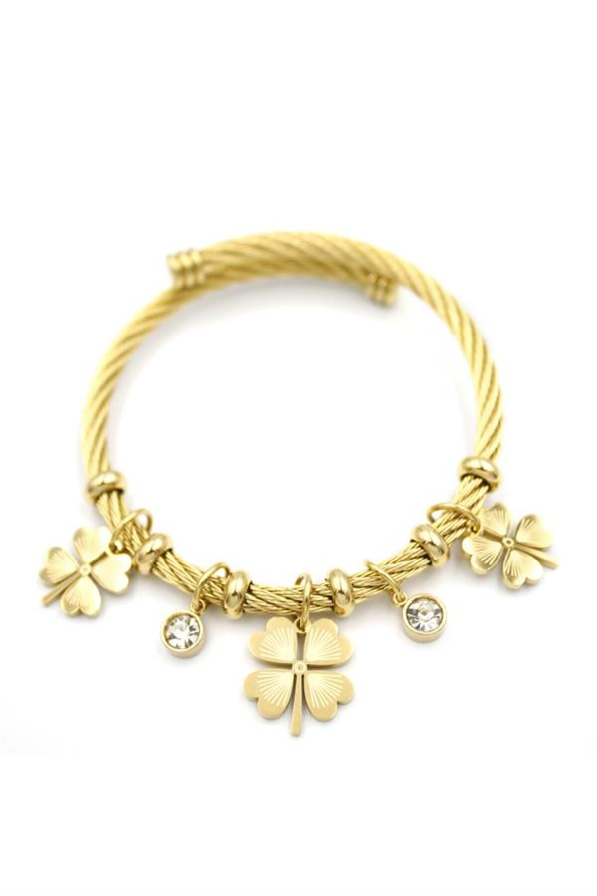 MR RZN STORE Yonca Charm Bilezik - Altın