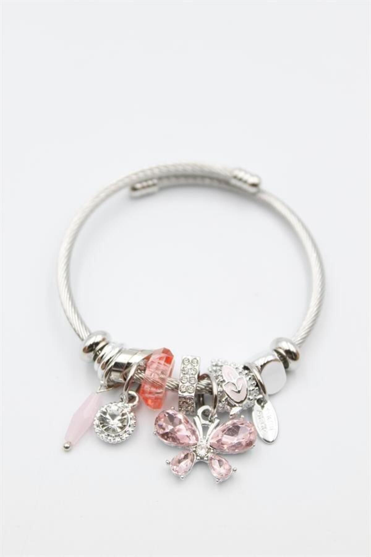 MR RZN STORE Kelebek Charm Bilezik - Pembe