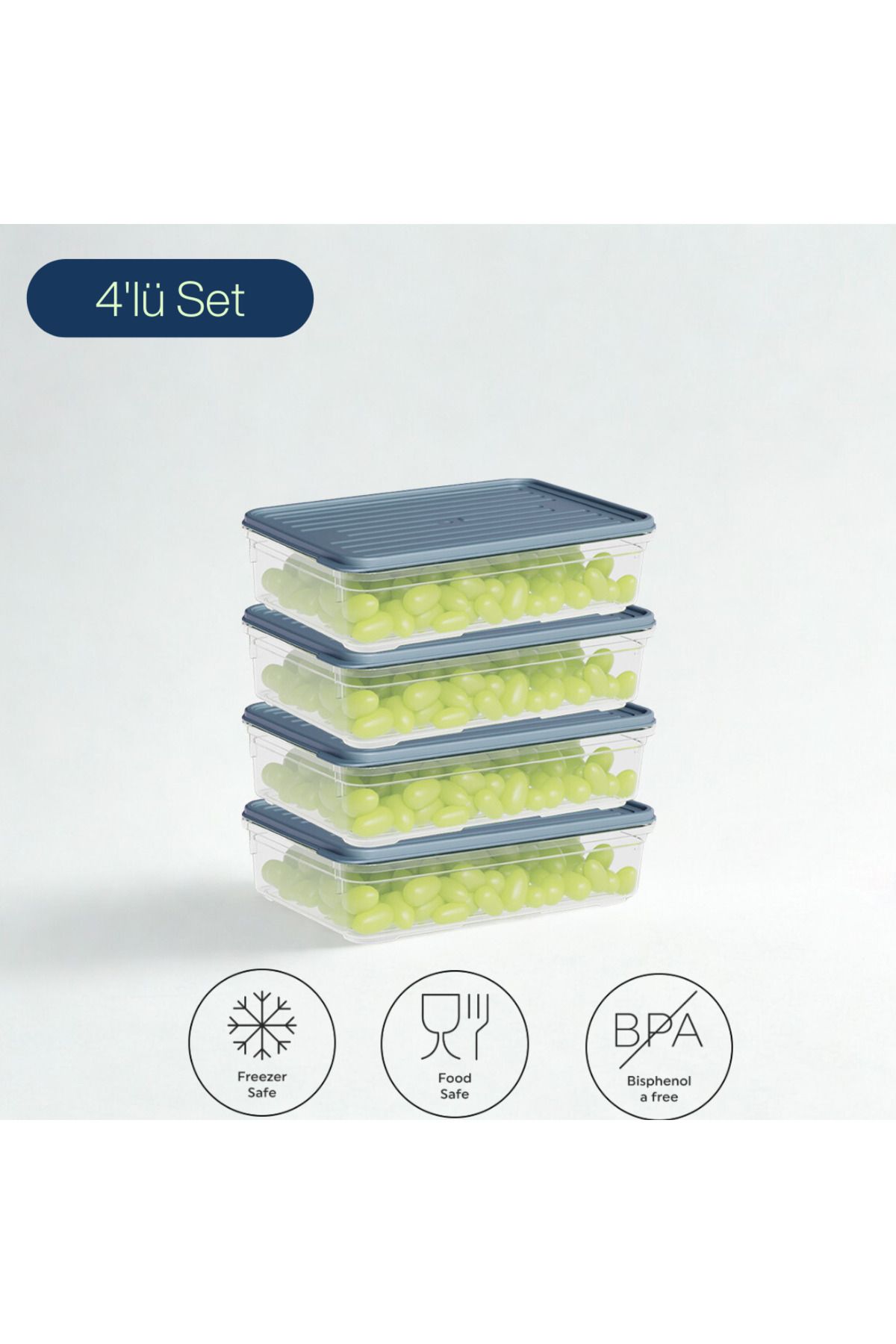 Canbaz Home 4'lü 1.1 Litre Buzdolabı Dondurucu Organizer Difrize Uygun Saklama Kabı