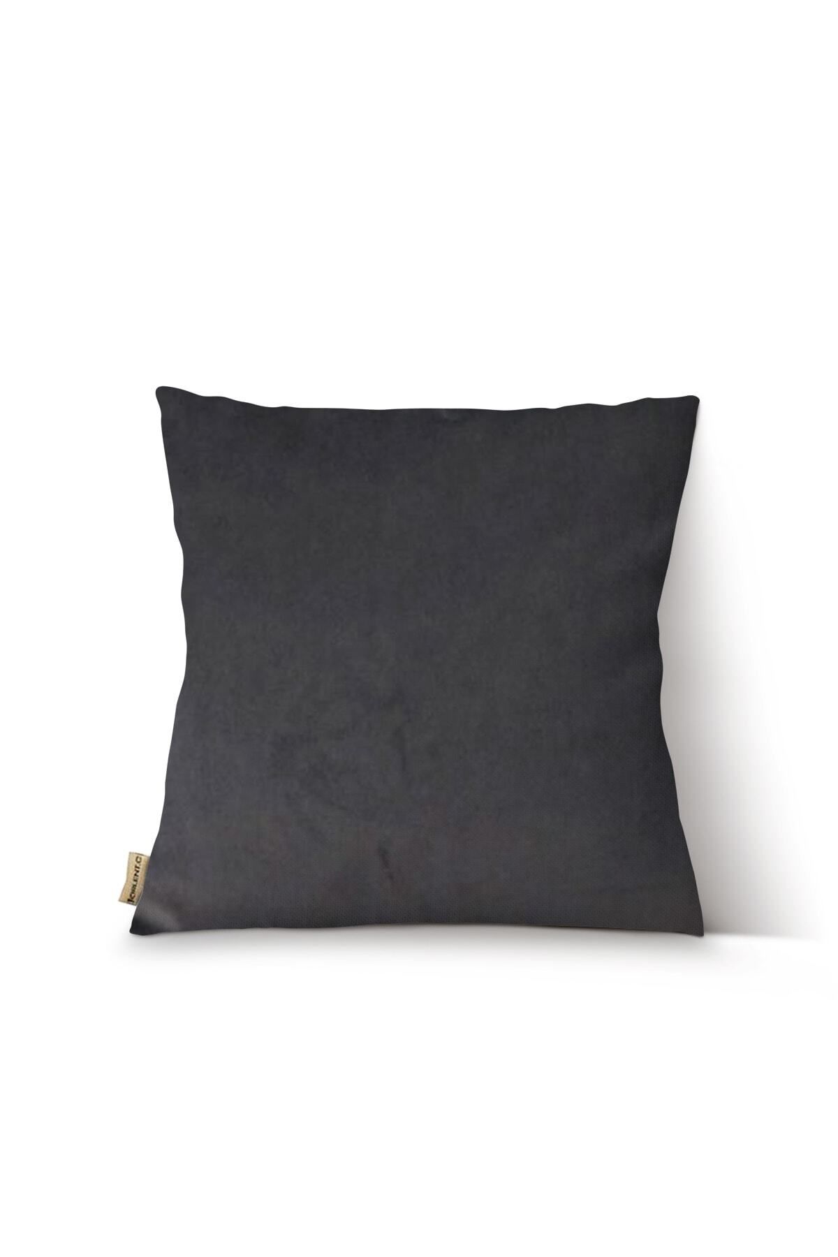AYZEN HOME Antrasit Gri Kadife Kırlent Yastık Kılıfı 43x43