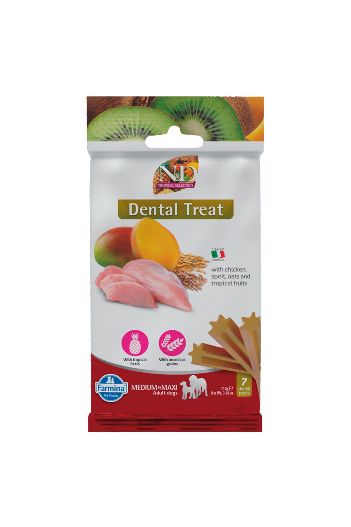 N&D TREAT ND TROPICAL SELECTION ADULT TAVUK ORTA VE BÜYÜK IRK KÖPEKLER İÇİN DİŞ SAĞLIĞI ÖDÜLÜ 100 GRAM