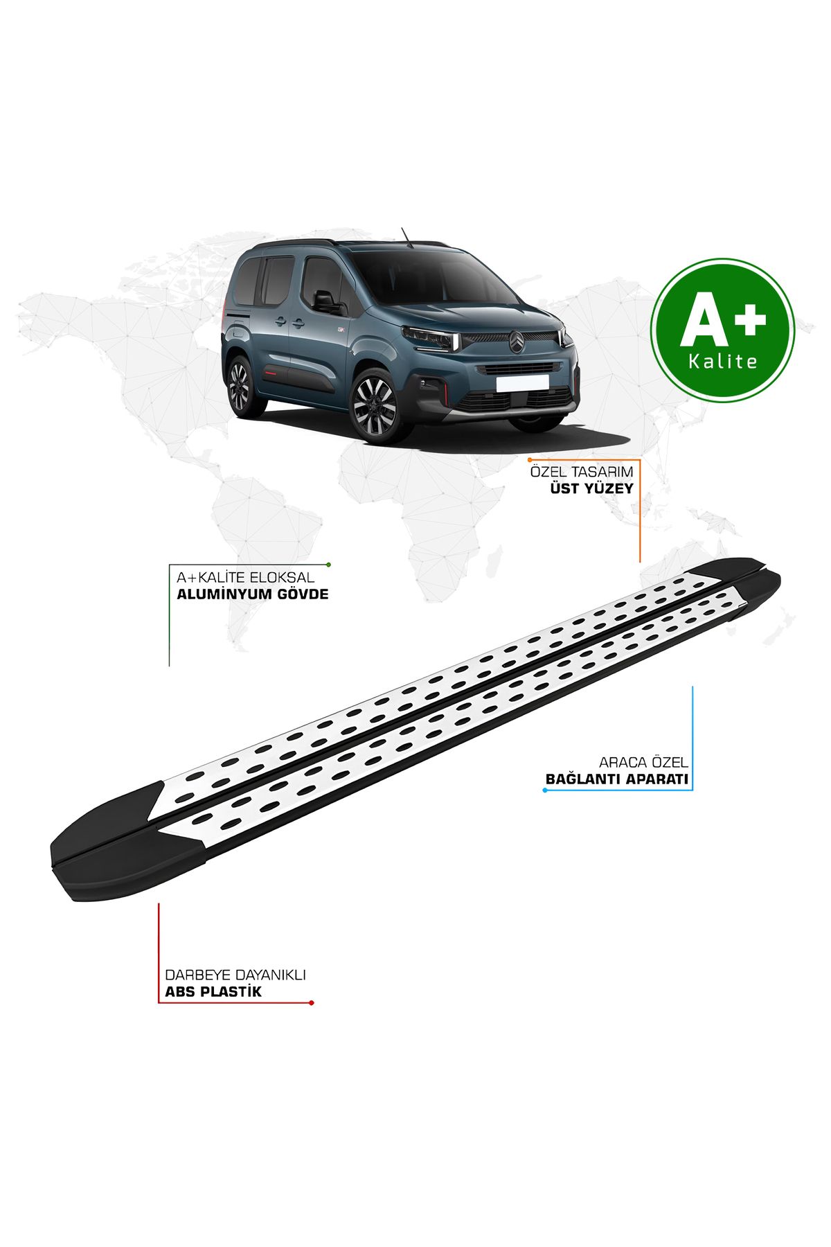 FA OTO AKSESUAR Citroen Berlingo Yan Basamak Kısa Şasi 2024 Model ve Sonrası TrimLine