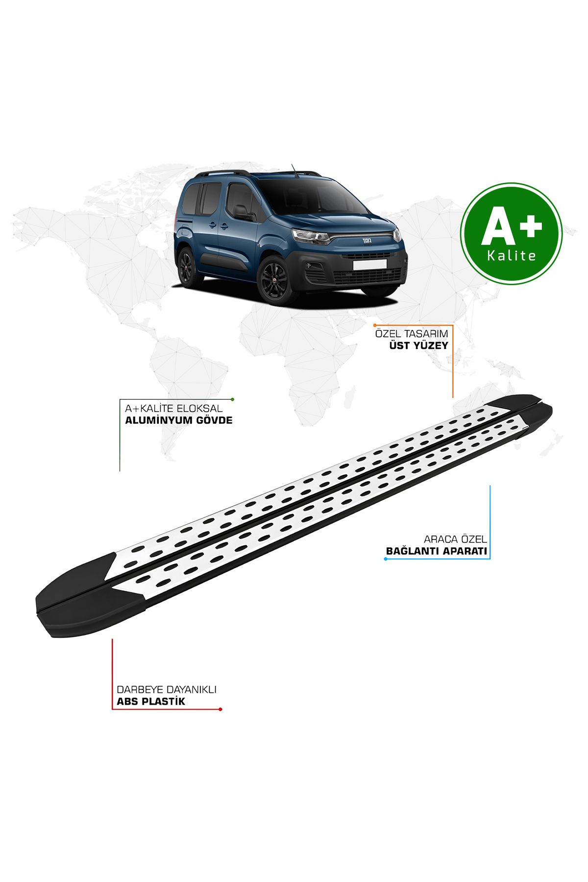 FA OTO AKSESUAR Fiat Doblo Yan Basamak Kısa Şasi 2023 Model ve Sonrası TrimLine