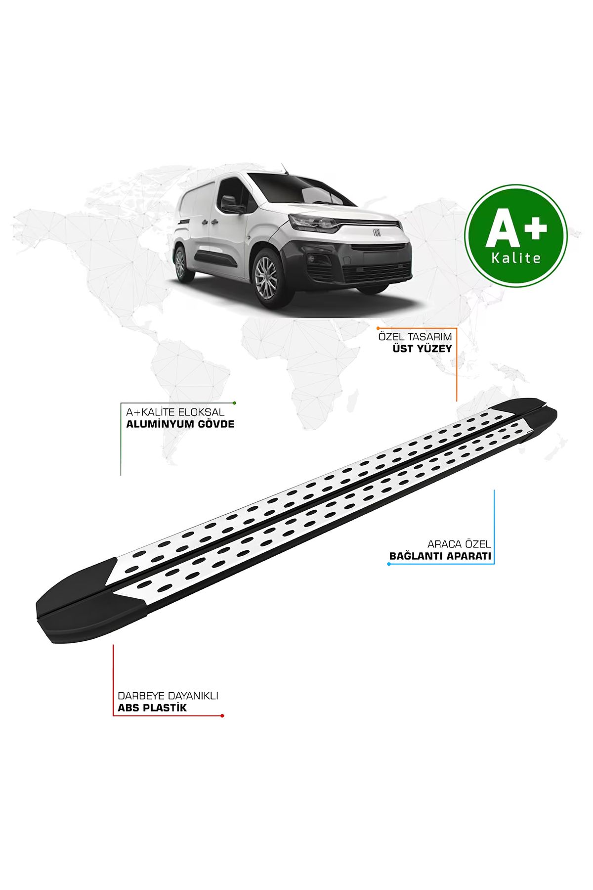 FA OTO AKSESUAR Fiat Doblo Panelvan Yan Basamak Uzun Şasi 2023 Model ve Sonrası TrimLine