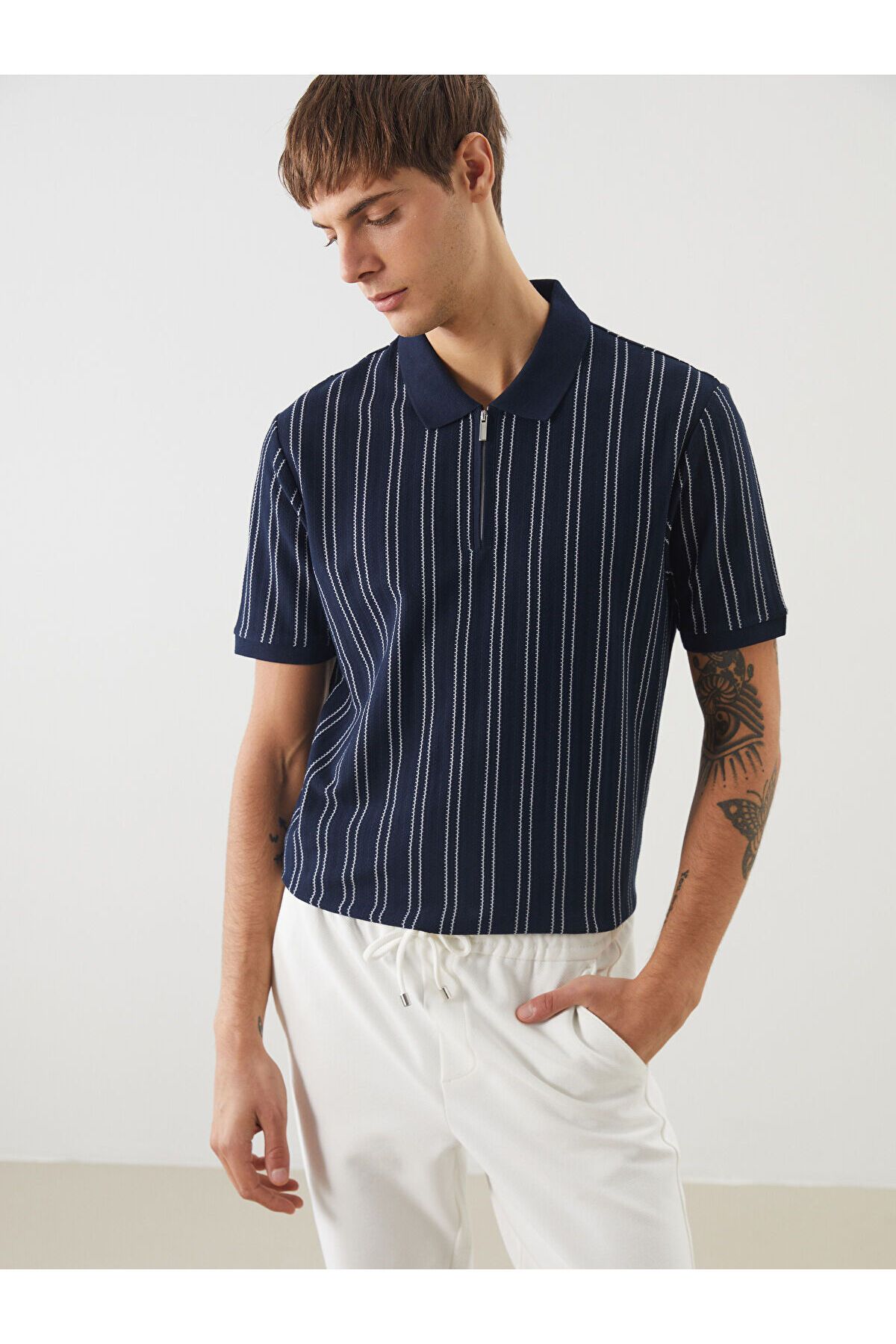 LC Waikiki Polo Yaka Çizgili Erkek Tişört