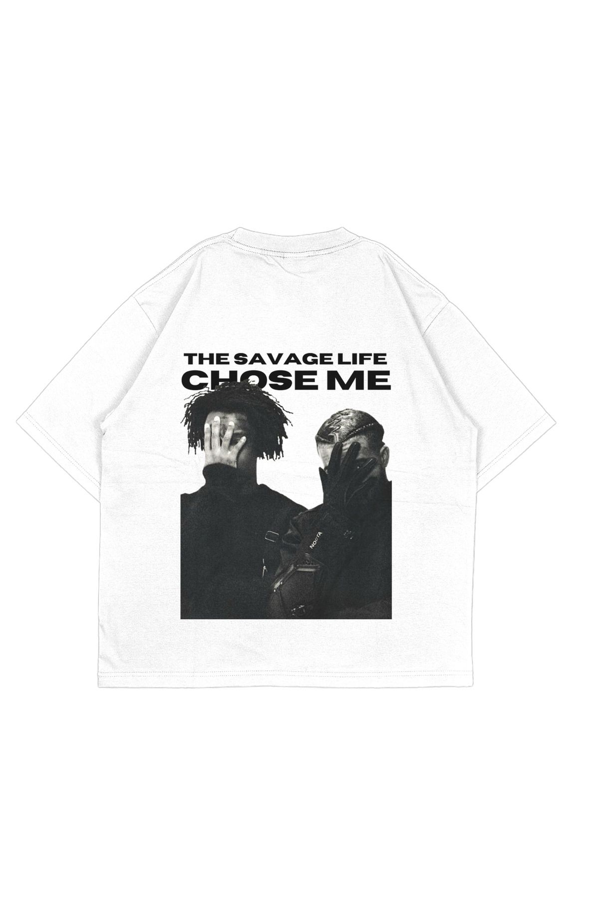 Tresore The Savage Life Chose Me Baskılı Oversize Baskılı Nakış Detaylı Tişört /Oversize Bol Tişört