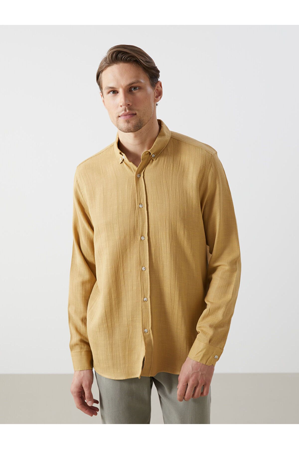 LC Waikiki Slim Fit Uzun Kollu Armürlü Erkek Gömlek