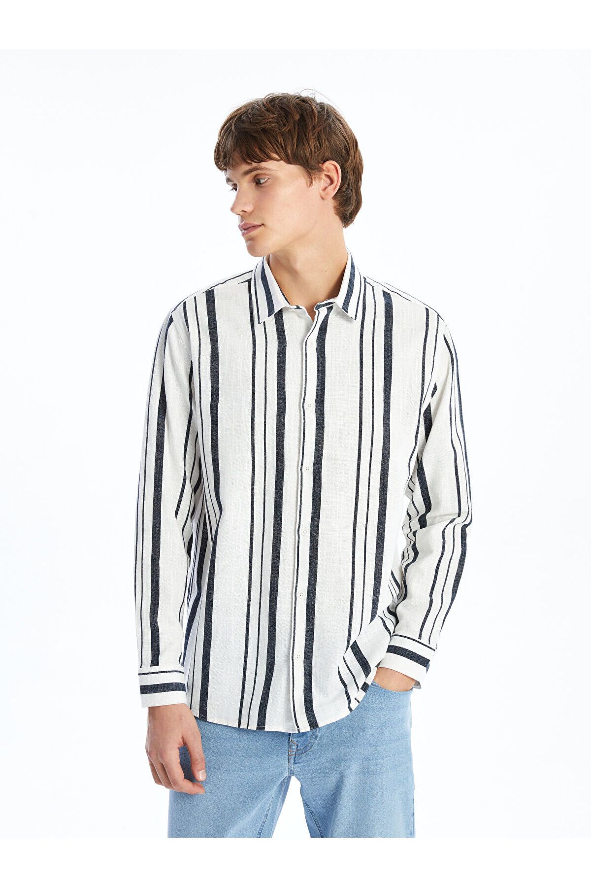 LC Waikiki Regular Fit Uzun Kollu Çizgili Erkek Gömlek