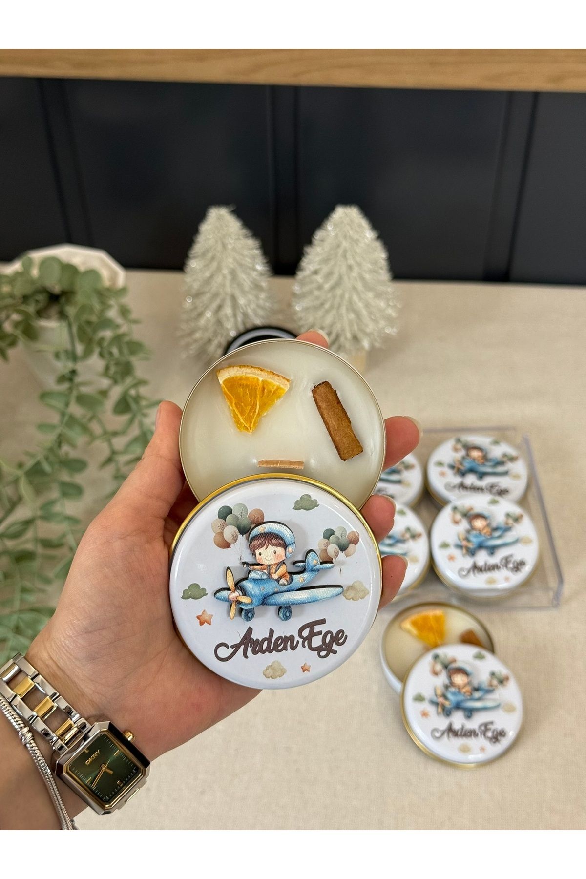 Baykuş Craft Mimarlık Kabartmalı 3 Boyutlu Figürlü İsimli Yeni doğan Bebek Hediyelik Mum-Pilotlu-Toplam 10 Adet Jelatinli