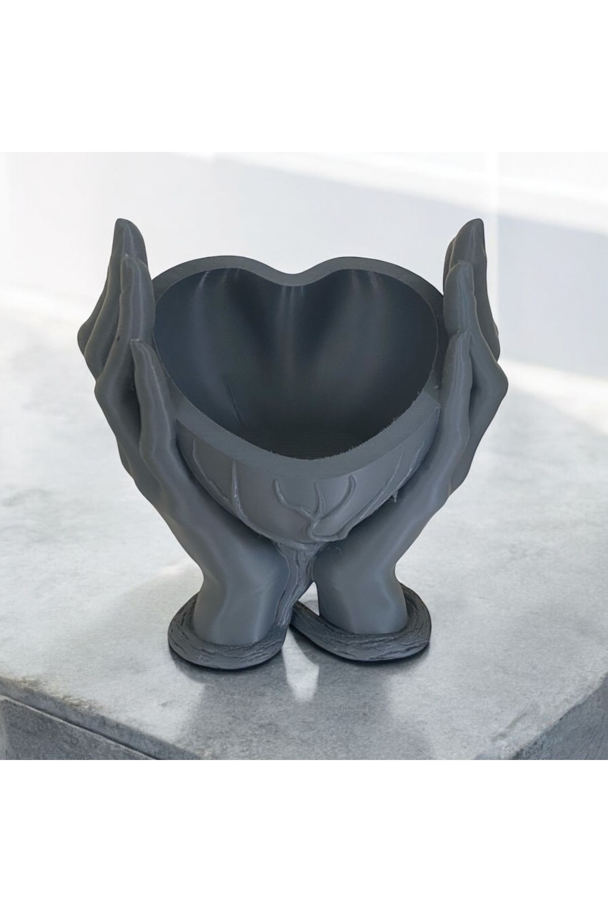 BsdHome 3D Baskı Dekoratif El Şeklinde Saksı - 22x22x12 cm