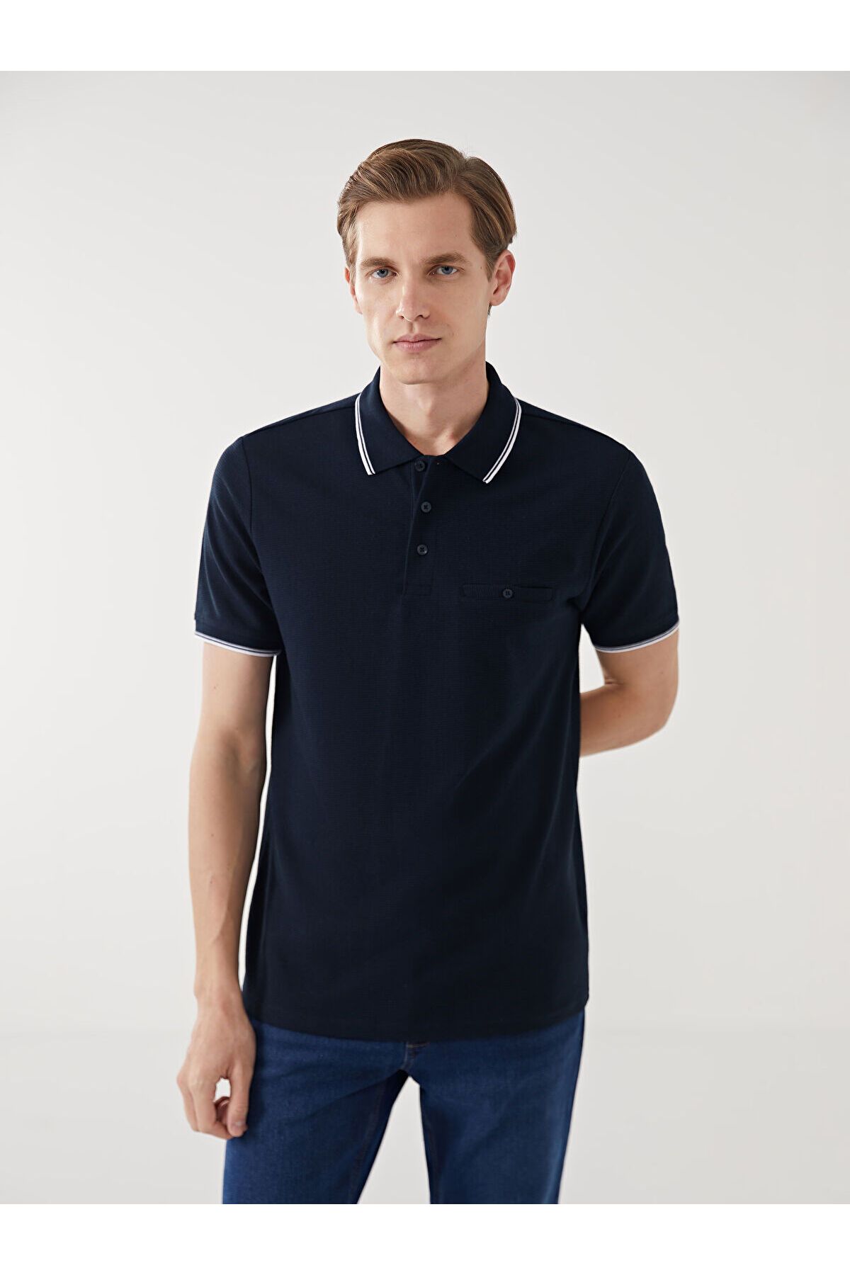 LC Waikiki Polo Yaka Kısa Kollu Erkek Dokulu Tişört