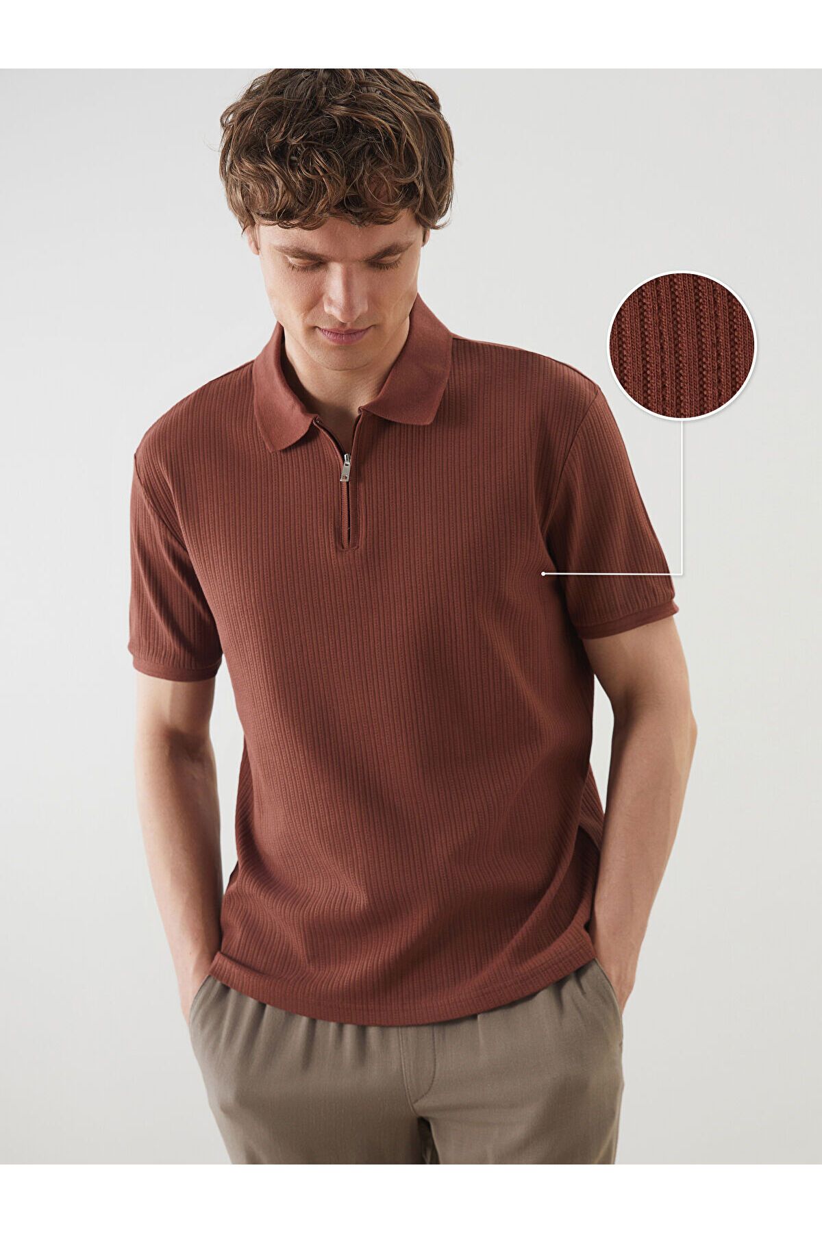 LC Waikiki Polo Yaka Kısa Kollu Erkek Dokulu Tişört
