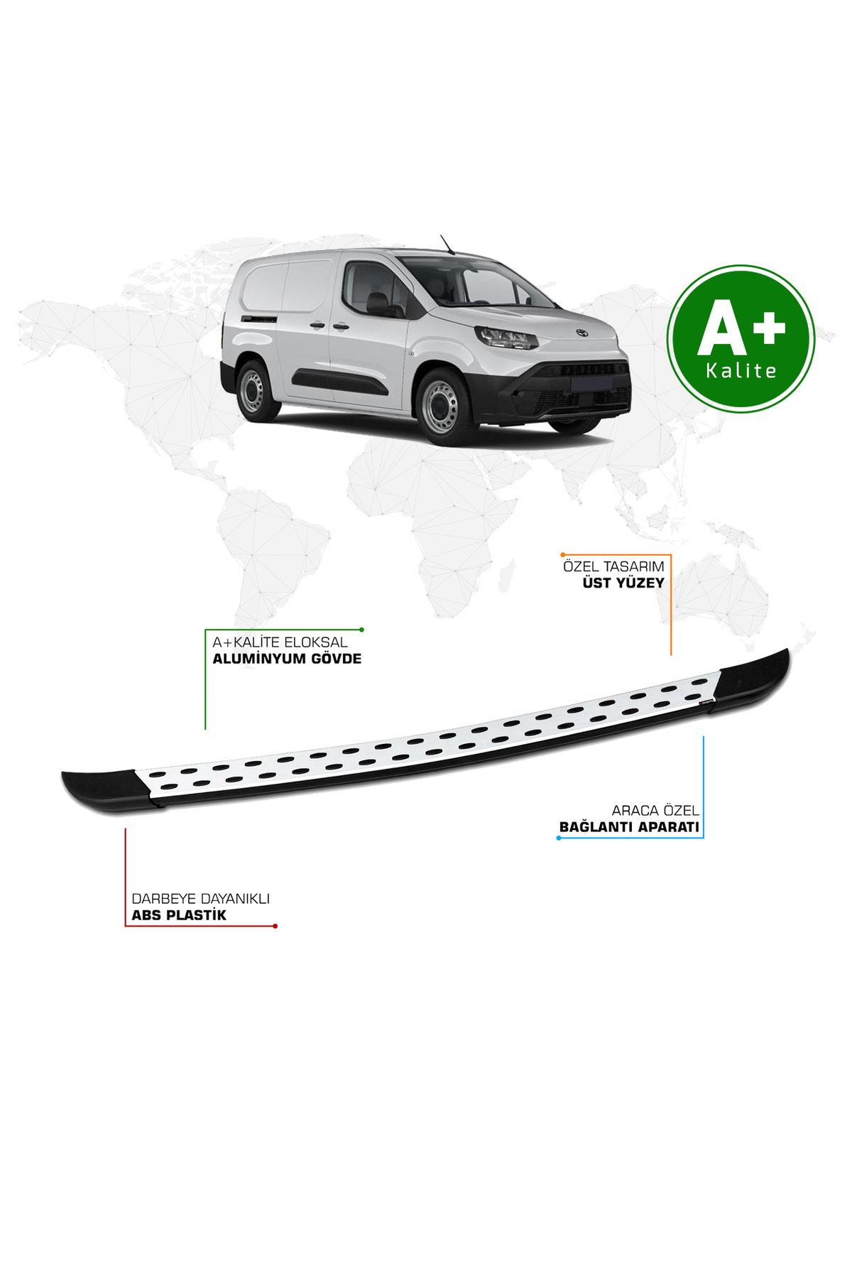FA OTO AKSESUAR Toyota Proace City Panelvan Arka Basamak Uzun Şasi 2024 Model ve Sonrası TrimLine